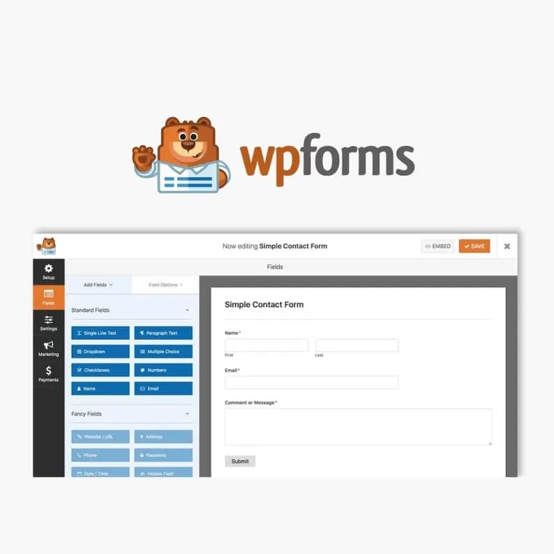 WPForms Pro -an advanced drag-and-drop form builder for WordPress